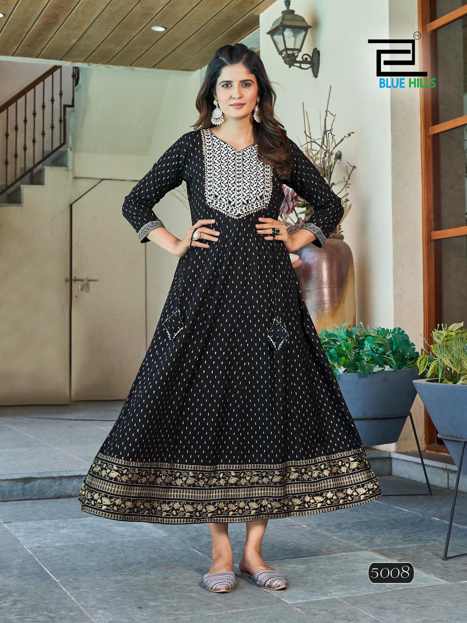 Walkway Vol 50 By Blue Hills Rayon Embroidery Anarkali Kurtis Wholesale Shop In Surat